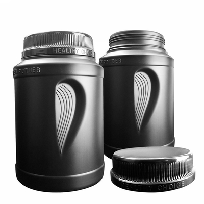 2000ml Customized Size And Logo Black Plastic Nutrition Powder Canister