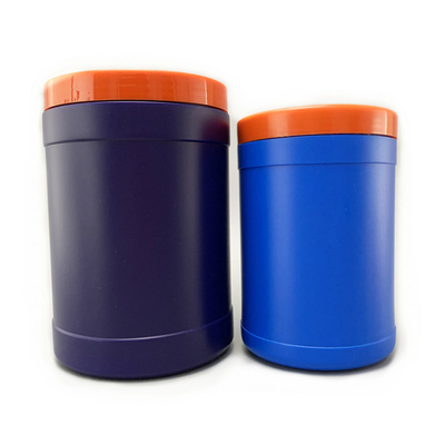 Blue Molded Color Wide Mouth Plastic Powder Canister Nutrition Protein Powder Canister