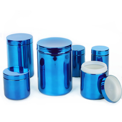 Wide Mouth Chrome Plating Metalized Canister Plastic Powder Canister