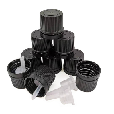 Black Screw Plastic Bottles Caps Dispensing Covers Lids 18mm W/ Orifice Reducers