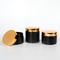 Wide Mouth PET Round Plastic Canisters 100ml Black Cosmetic Jars With Gold Lid